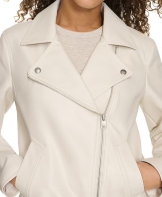 Women's Faux-Leather Asymmetric-Zip Moto Jacket