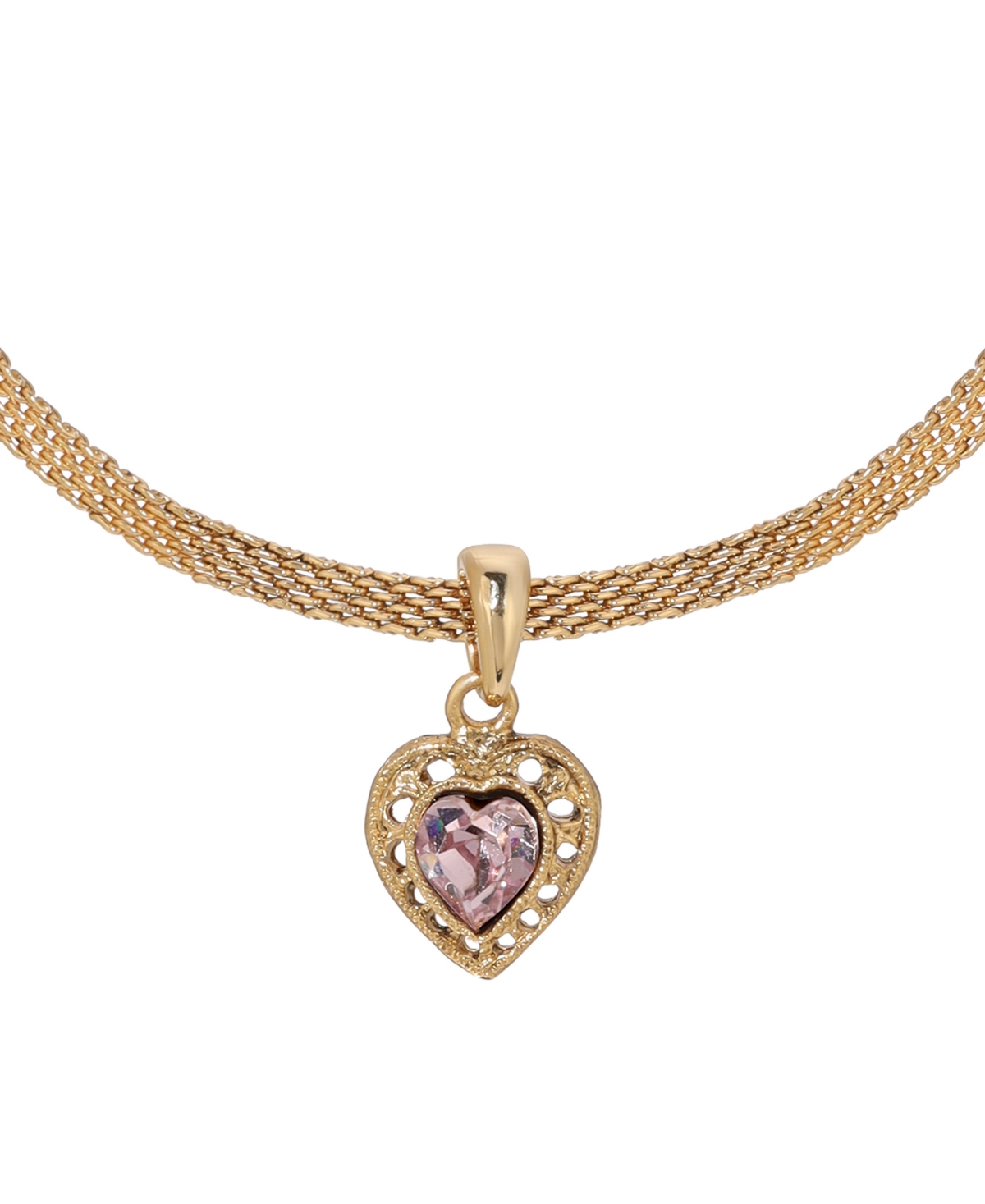 Shop 2028 Heart Crystal Mesh Chain Necklace In Purple