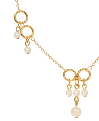 Faux Cultivated Pearl Gold-Tone Circle Station Necklace