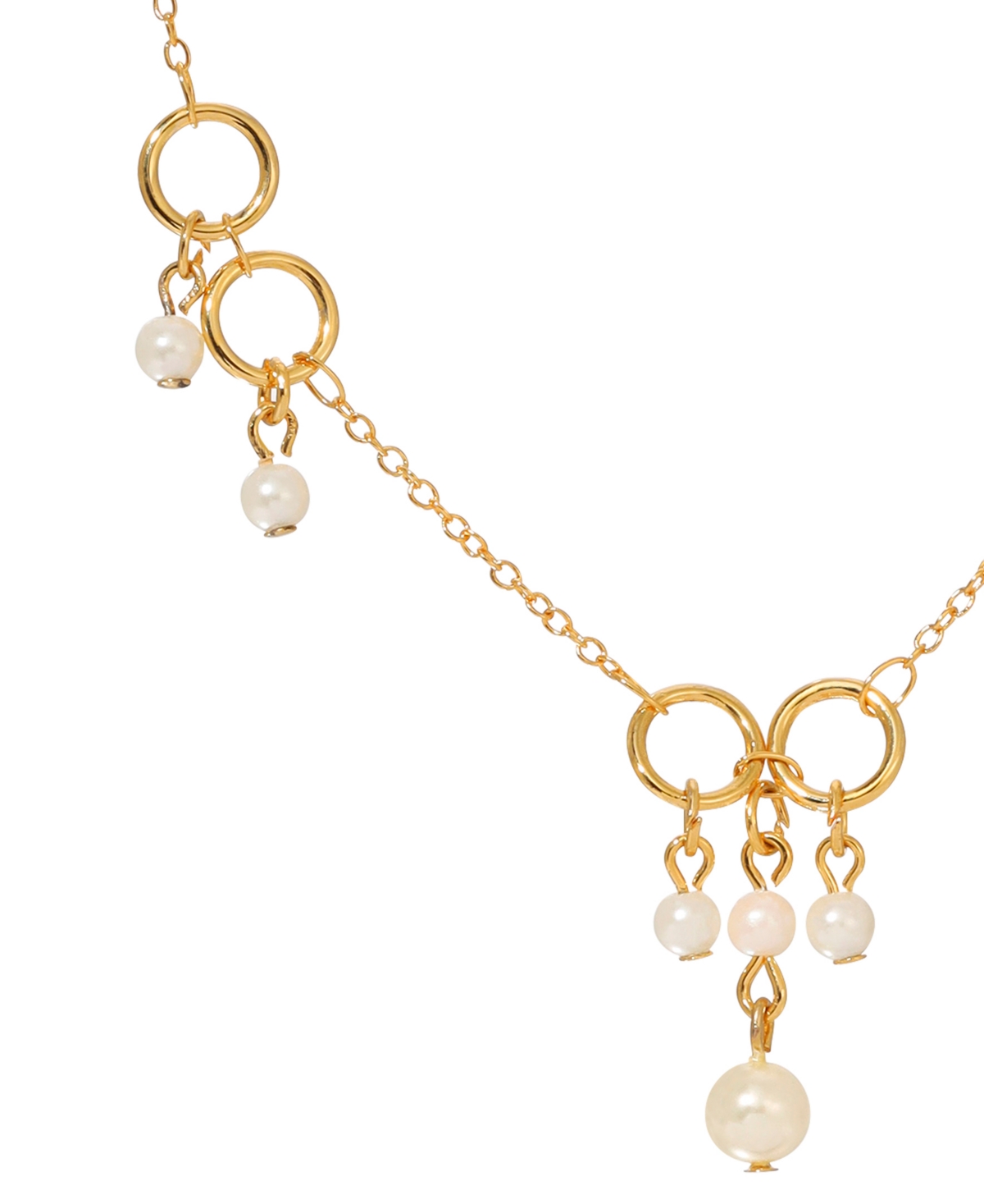 2028 Faux Cultivated Pearl Gold-tone Circle Station Necklace In White