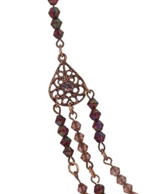 Lantern Bead Triple Drop Necklace