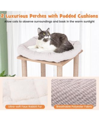 Cat Tree with 2-Story Condo, Basketball Hoop & Hammock Fun Multi-Level Play Tower for Cats