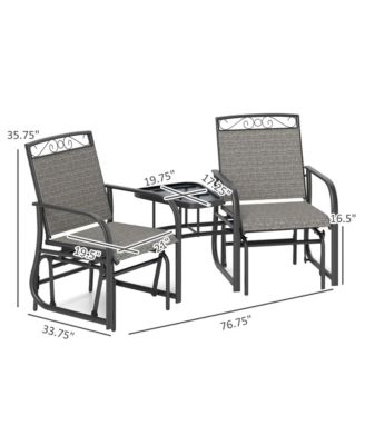 2-Person Outdoor Glider Chair with Table for Garden