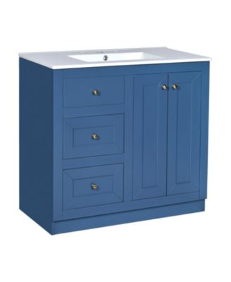 Streamdale 36" Blue Bathroom Vanity with Ceramic Sink and Storage