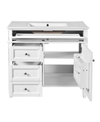  36" Modern Bathroom Vanity with Sink and Storage (2 Drawers + Tip-Out)