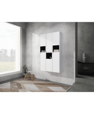  12" Bathroom Side Cabinet,6-Soft Close Doors,Float Mounting Design