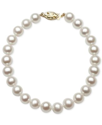 Belle de Mer Cultured Freshwater Pearl Bracelet (7mm) in 14k Gold - Macy's