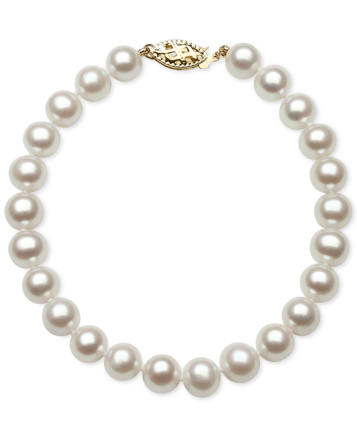 Cultured Freshwater Pearl Bracelet (7mm) in 14k Gold - Yellow Gold