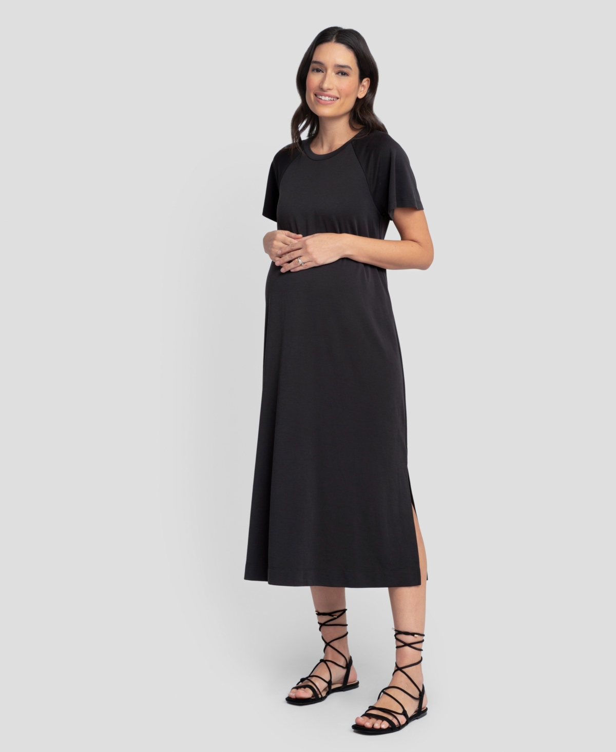 Women's Maternity T-Shirt Dress - Black