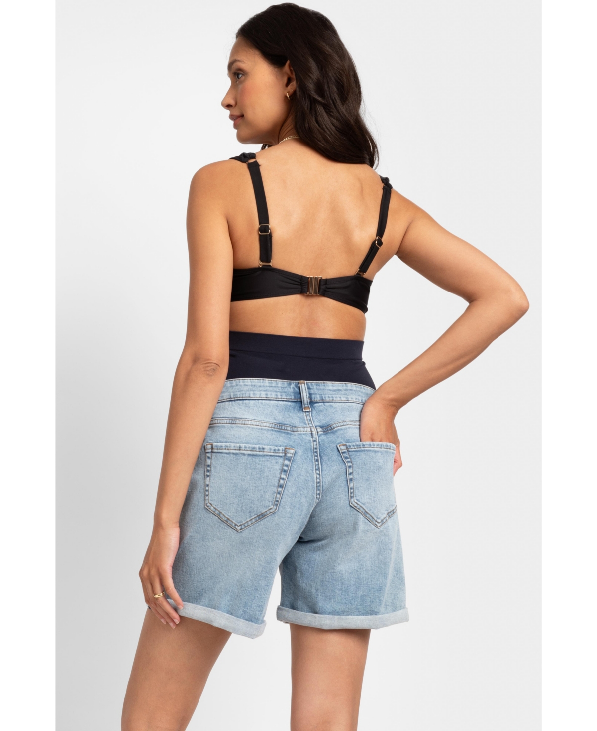 Shop Seraphine Women's Over-belly Denim Maternity Shorts