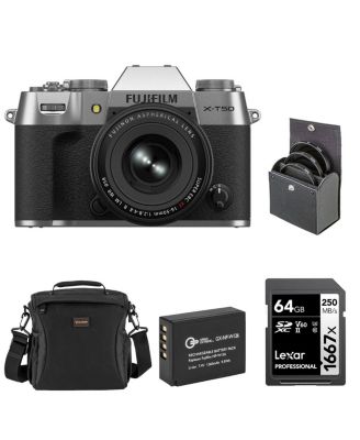 X-T50 Mirrorless Camera with XF 16-50mm f/2.8-4.8 R LM WR Lens, Bundle with Li-Ion Battery, 64GB SDXC Memory Card and 58mm Filter Kit