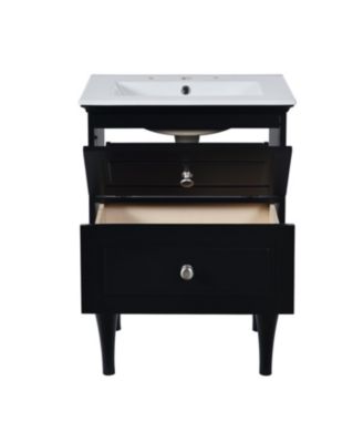 24" Solid Wood Bathroom Vanity Cabinet with Sink and 2 Drawers