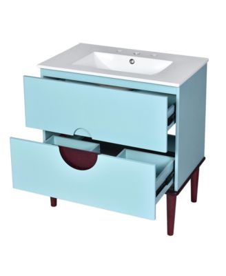 Streamdale 30" Blue Bathroom Vanity Set with Ceramic Sink and 2 Drawers