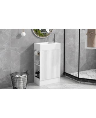 18.6" Bathroom Vanity with Sink, Bathroom Vanity Cabinet with Two-tier Shelf, Left or Right Orientation