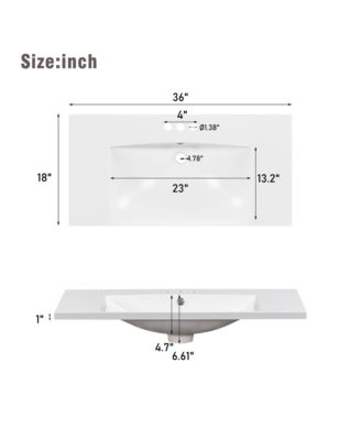 Streamdale 36 inch Shaker Style Free-Standing Bathroom Vanity Cabinet with Sink, 4 Soft-close Drawers and 2 Soft-close doors