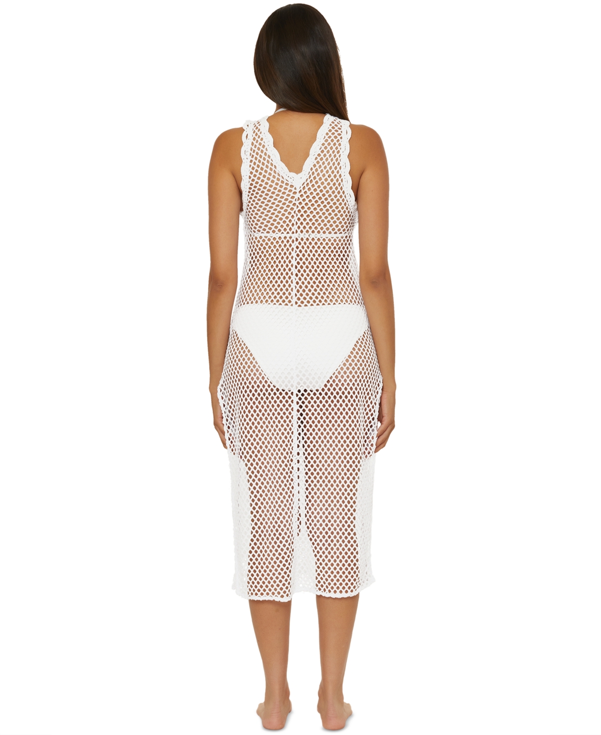 Shop Becca Women's Castaway Island Fishnet Flower-applique Cover-up Dress In White