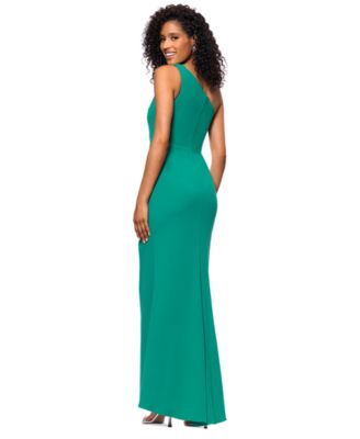 Women's Petite One-Shoulder Ruched Gown