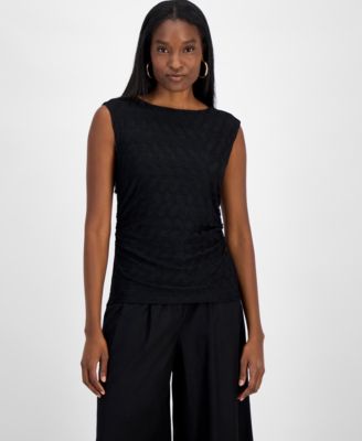 Bar III - Women's Sleeveless Honeycomb Top