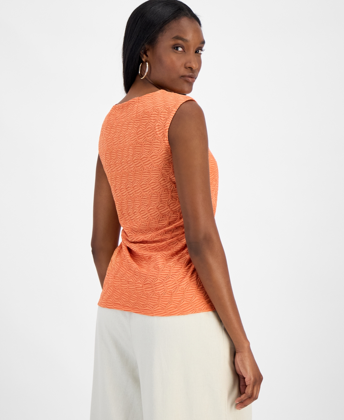 Bar Iii Women's Sleeveless Honeycomb Top, Exclusively At Macy's In Terra Clay