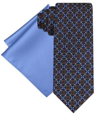 Men's Medallion Tie & Solid Pocket Square Set