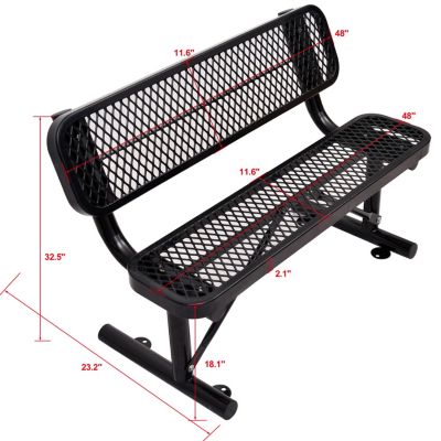 Streamdale 4 ft. Outdoor Steel Bench with Backrest BLACK