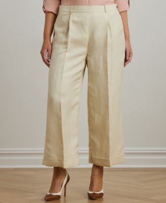 Lauren Ralph Lauren - Plus Size Linen-Blend Twill Wide-Leg Pants