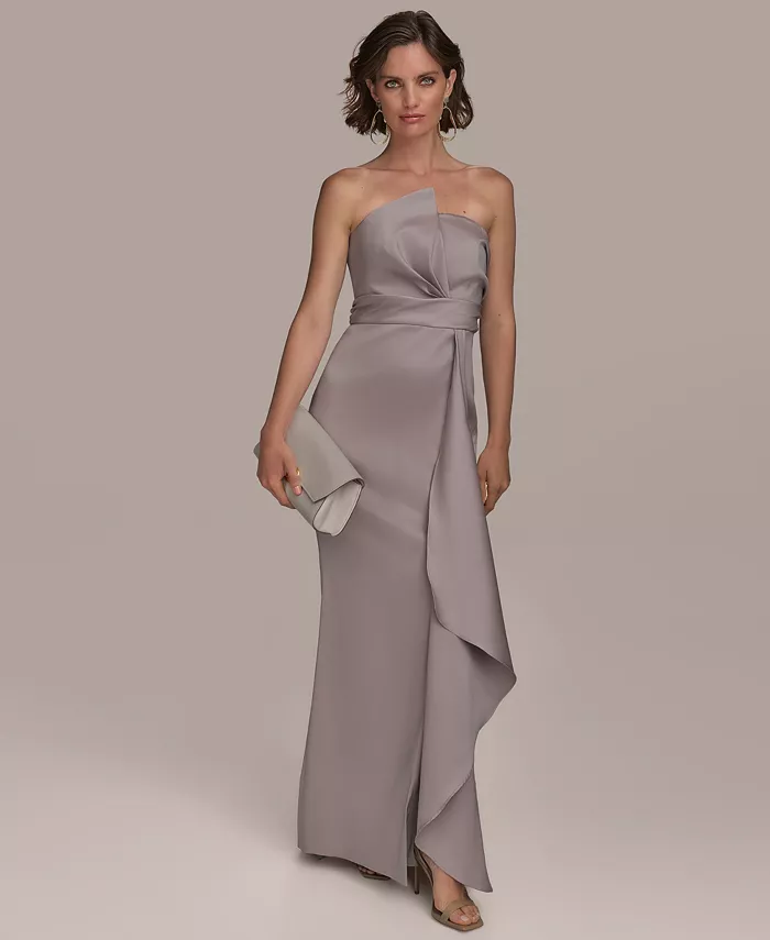 Women's Asymmetric Twist Strapless Gown