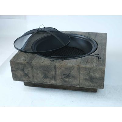 Streamdale Wood-Fueled Outdoor Fire Pit with Wood Grain Design