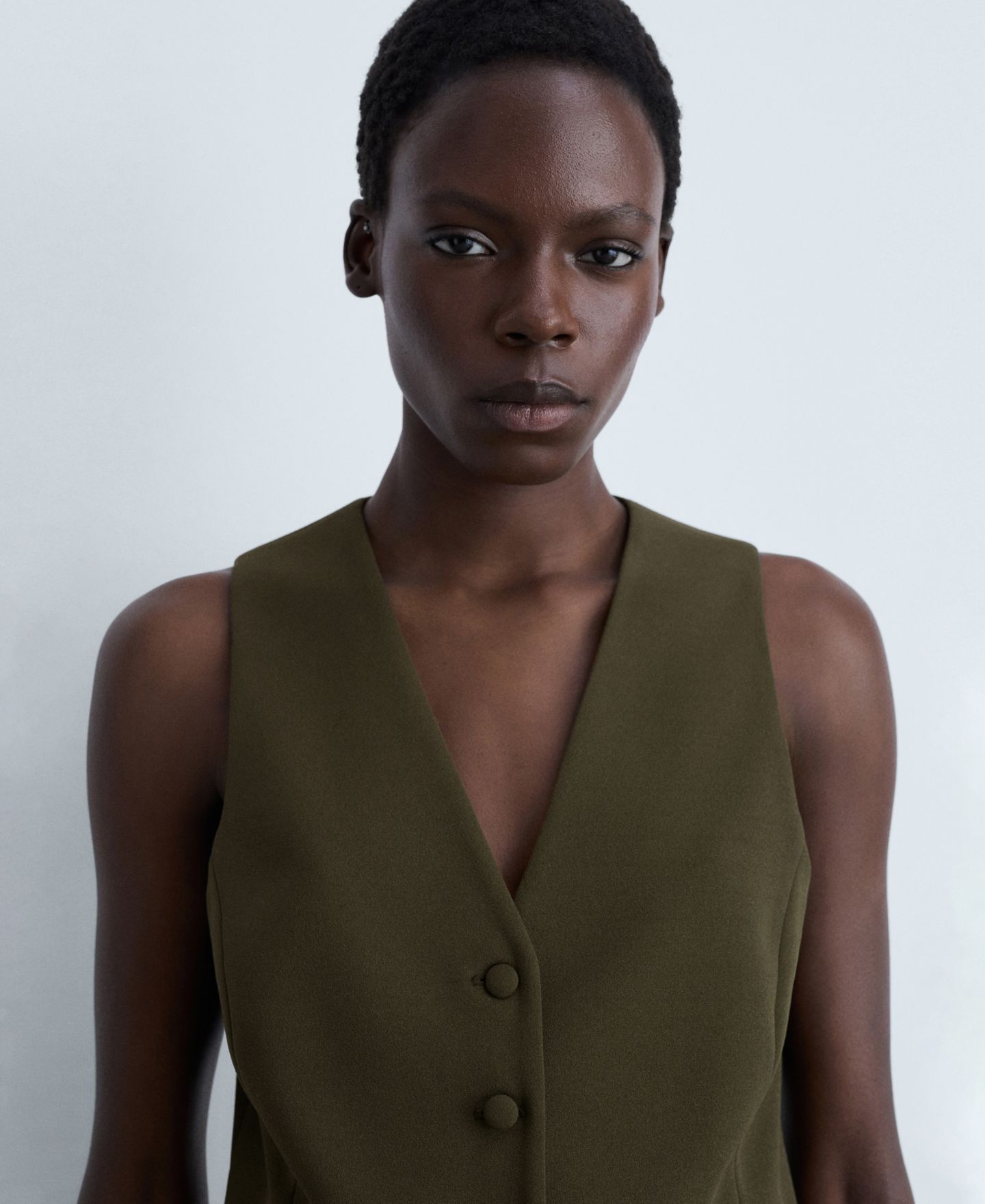 Женский топ Mango Buttoned Suit Waistcoat, цвет: Хаки — фото 4