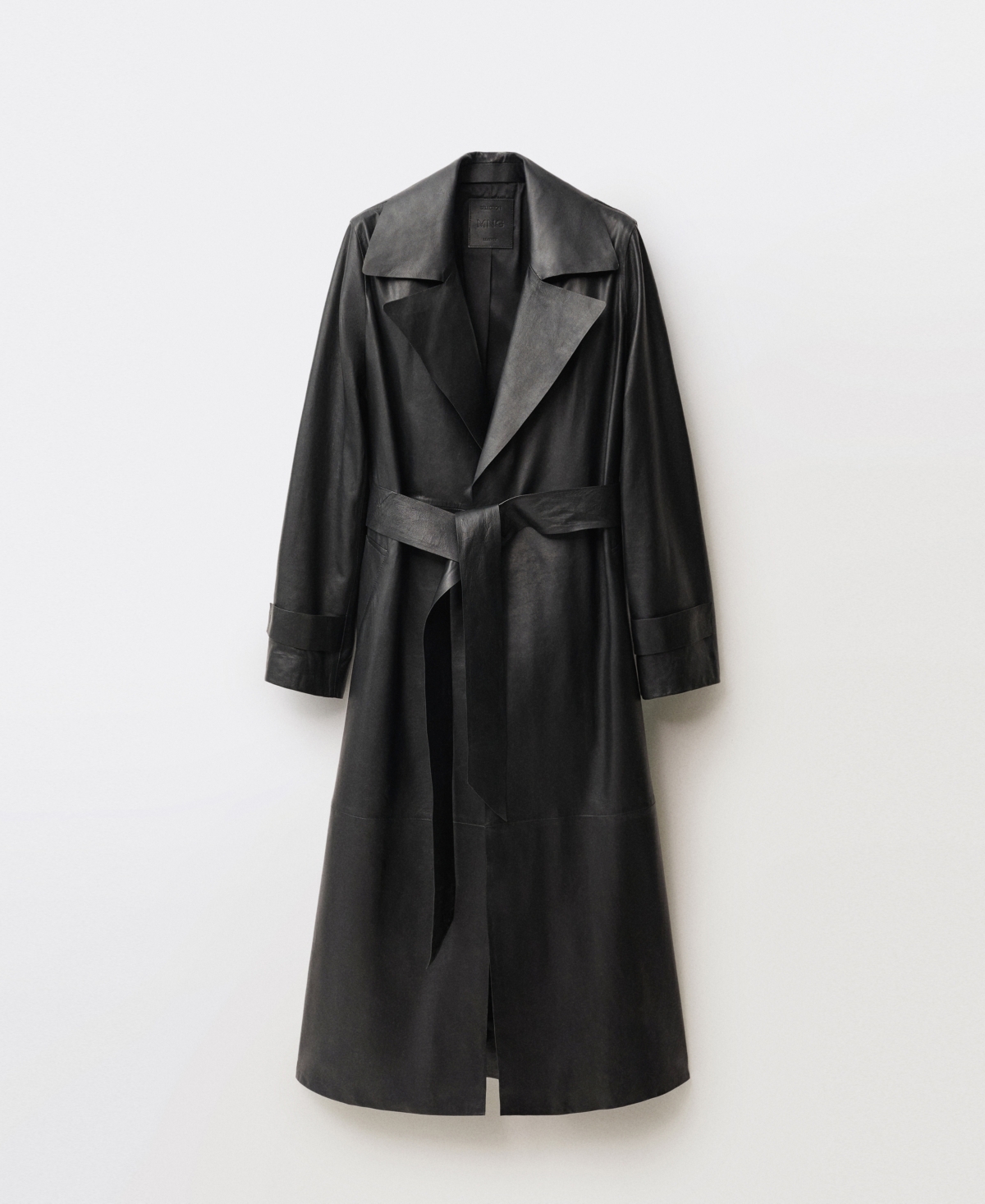 Mango Women's Belted Leather Trench Coat In Black