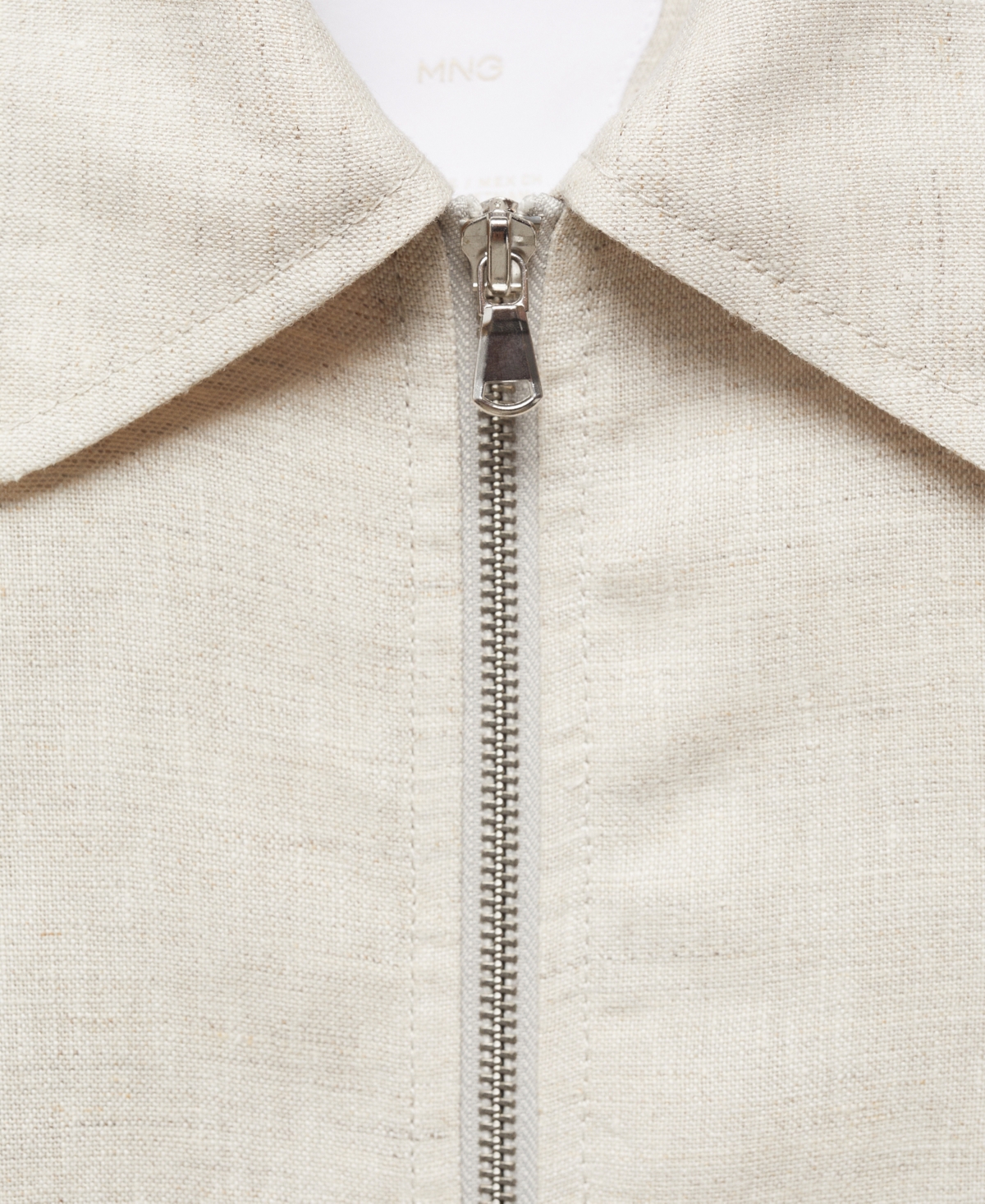 Shop Mango Women's Linen Zip Jacket In Light,pastel Gray