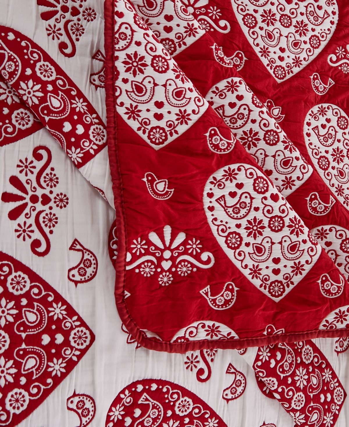 Greenland Home Fashions Lovebirds Woven Jacquard Reversible 3-pc. Coverlet Set, Full/queen In Red