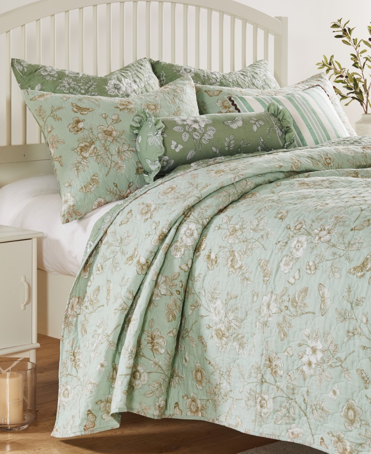 Greenland Home Fashions Olivia Garden Toile 2-pc. Quilt Set, Twin In Mint