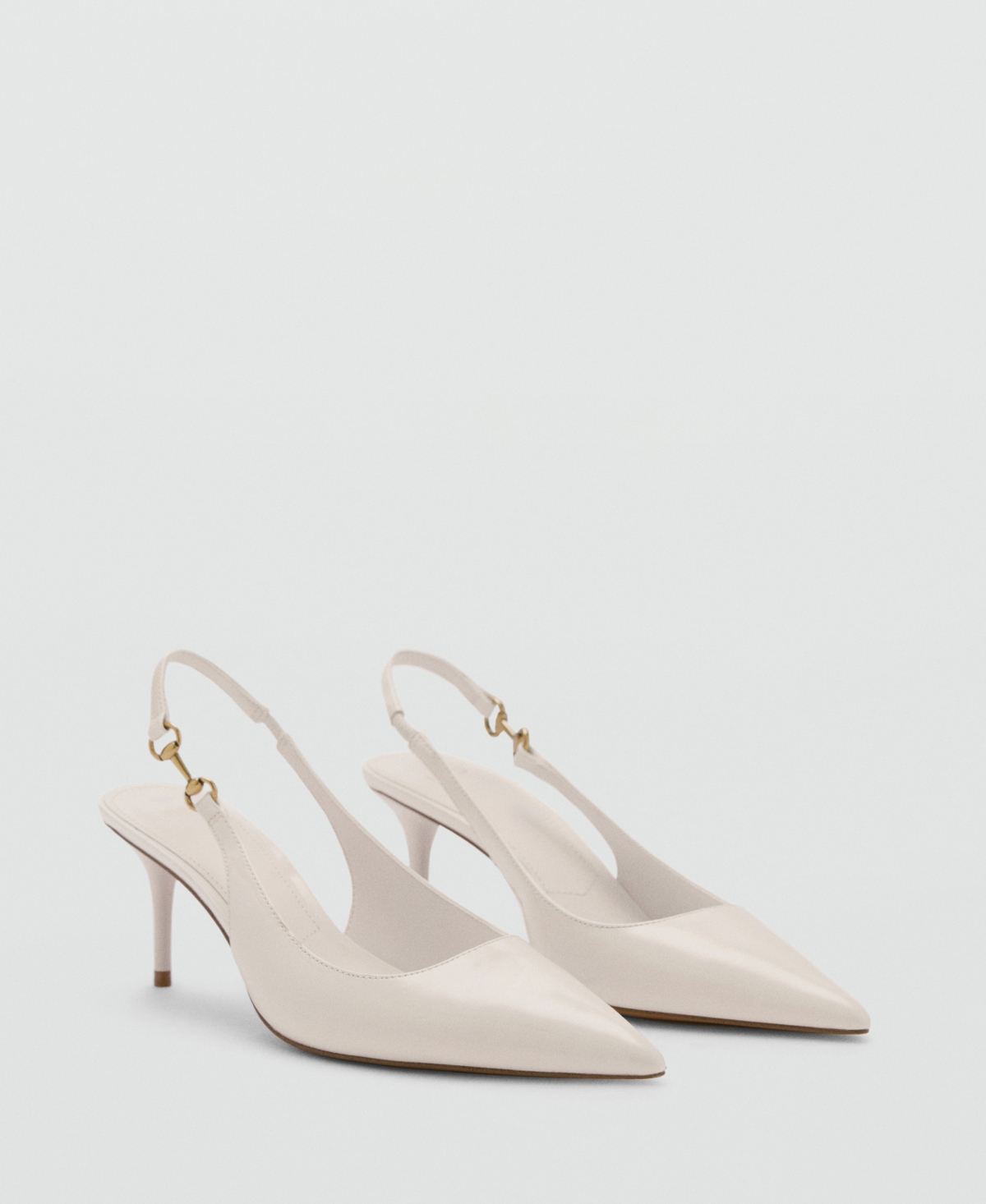 Mango Heeled Shoes With Link Detail Beige In Beige
