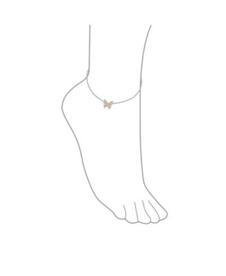 Summer Garden Opalescent Butterfly Pink Opal Anklet Ankle Bracelet Sterling Silver
