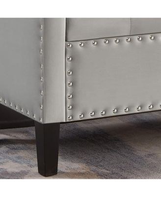 Upholstered Velvet Storage Bench with Nailhead Trim for Entryway, Bedroom & Living Room
