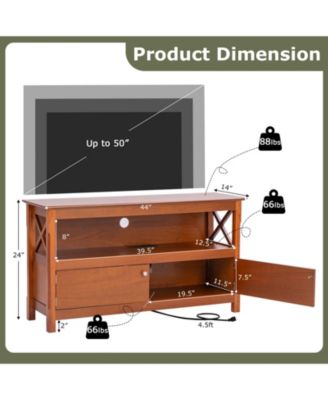 44 Inch Wooden Storage Cabinet TV Stand