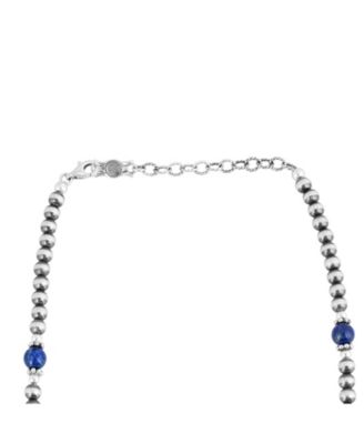 Sterling Silver and Lapis Bead Necklace, 17 to 20 Inches