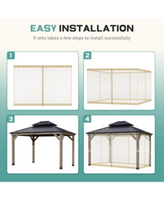 Universal 12 x 14 ft. Gazebo Replacement Mosquito Netting Screen 4-Panel Sidewalls with Double Zipper  (Only Netting)