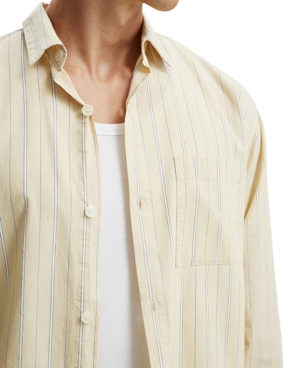 Shop Cotton On Men's Hampton Long Sleeve Shirt In Cream Stripe