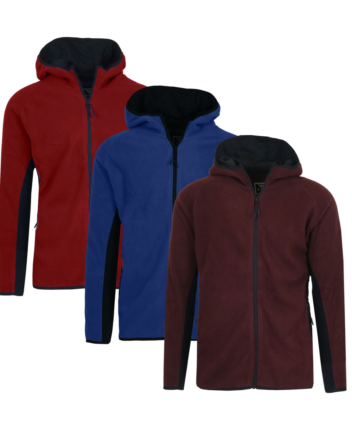 Men's 3-Pack Polar Fleece Tech Zip Hoodie - Fuchsia, Wine, Navy