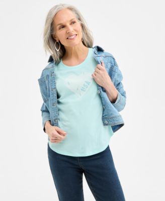 Style & Co Women's USA Flag Graphic Crewneck T-Shirt