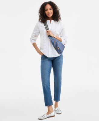 Women's Cotton Eyelet-Embroidered Blouse