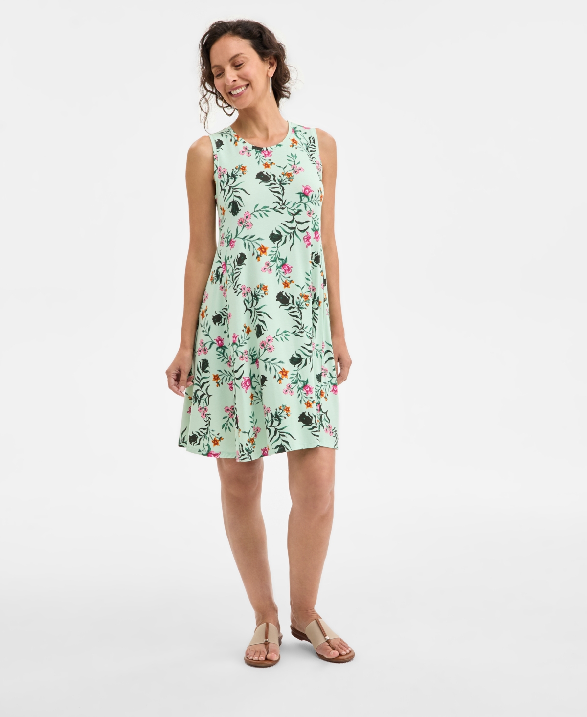 STYLE & CO WOMEN'S PRINTED SLEEVELESS FLIP-FLOP DRESS, EXCLUSIVELY AT MACY'S 