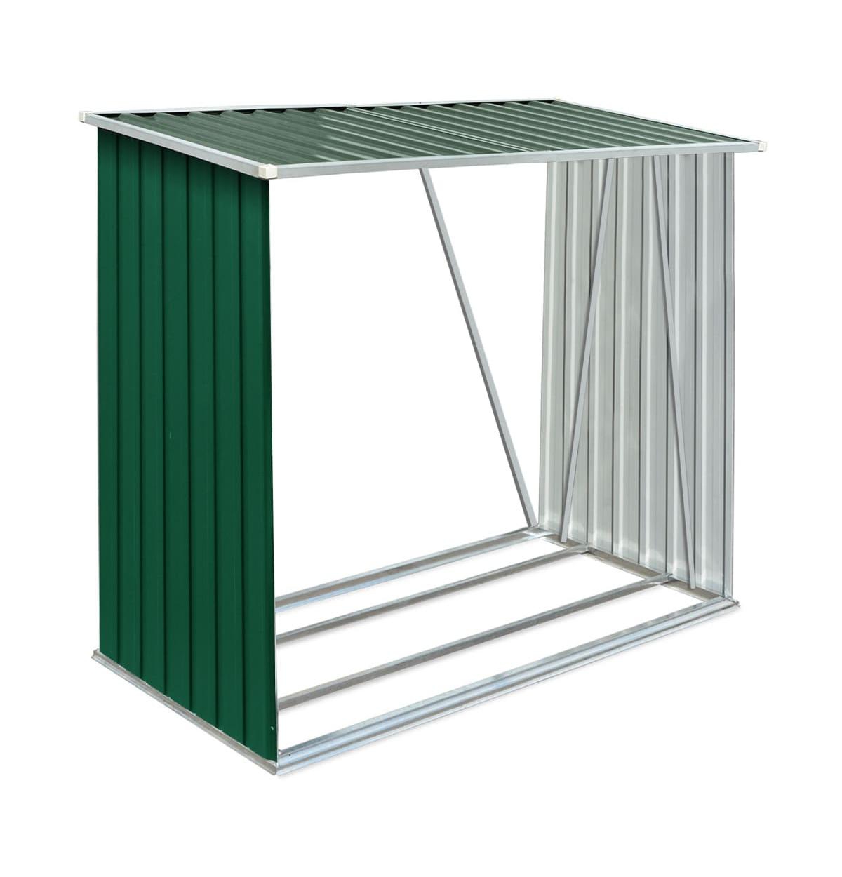 Garden Log Storage Shed Galvanized Steel 64.2"x32.7"x60.6" Green - Green