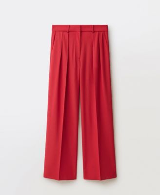 Women's Wide Leg Wool Blend Suit Trousers
