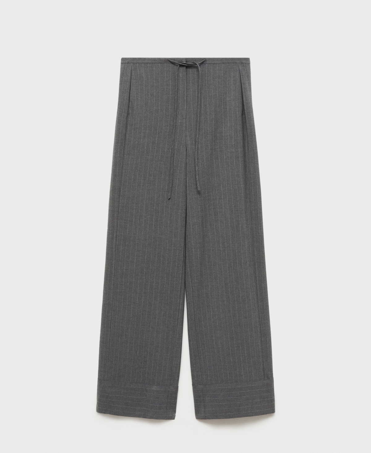 Shop Mango Women's Chalk-stripe Straight Trousers In Gray