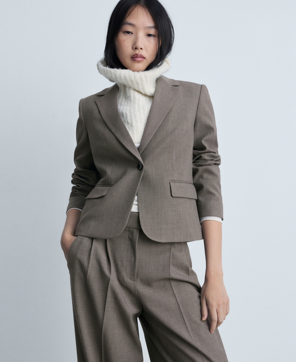 Shop Mango Women's Wide Leg Suit Trousers In Brown