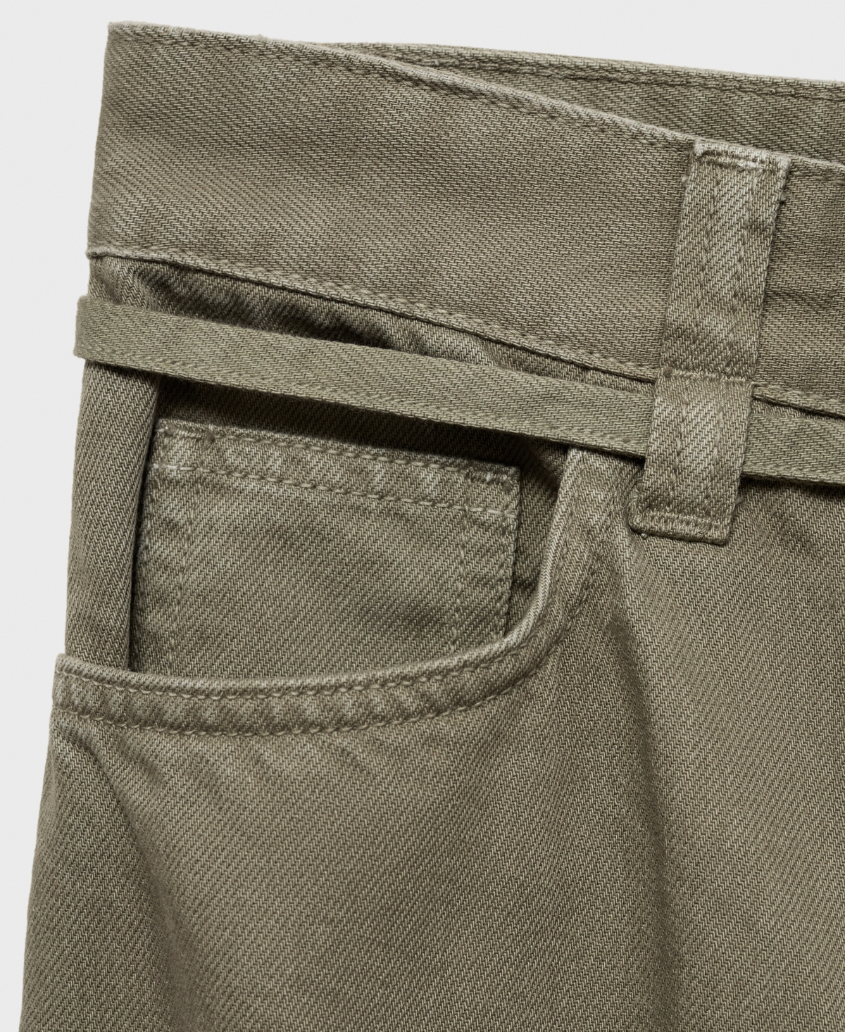 Mango Women's Belt Detail Wide Leg Jeans In Khaki