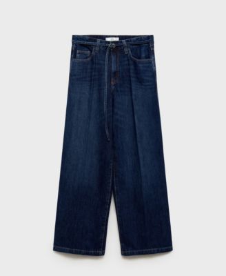 Women's Belted Wide Leg Jeans